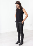 Leather Panel Trouser in Black